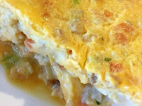 具沢山!鶏ひき肉と野菜の和風オムレツ